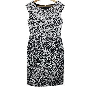 JONES NEW YORK Classic Black/White Sheath Midi Dress, Size 6